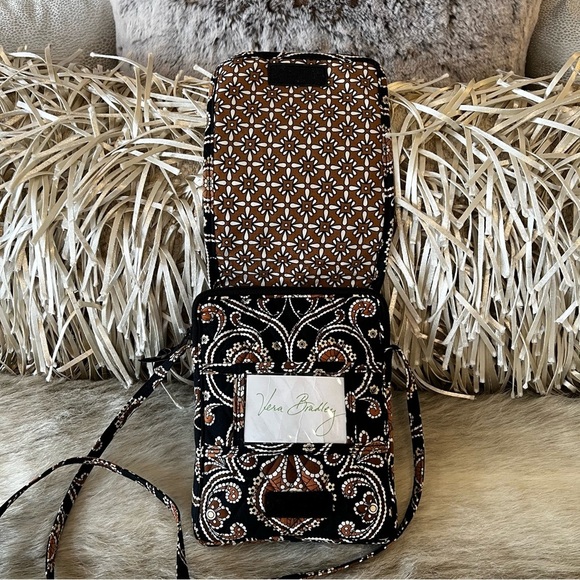 VERA BRADLEY Caffé Latte 2008 Velcro Mini Hipster Crossbody Black Brown Y2K - Picture 5 of 15